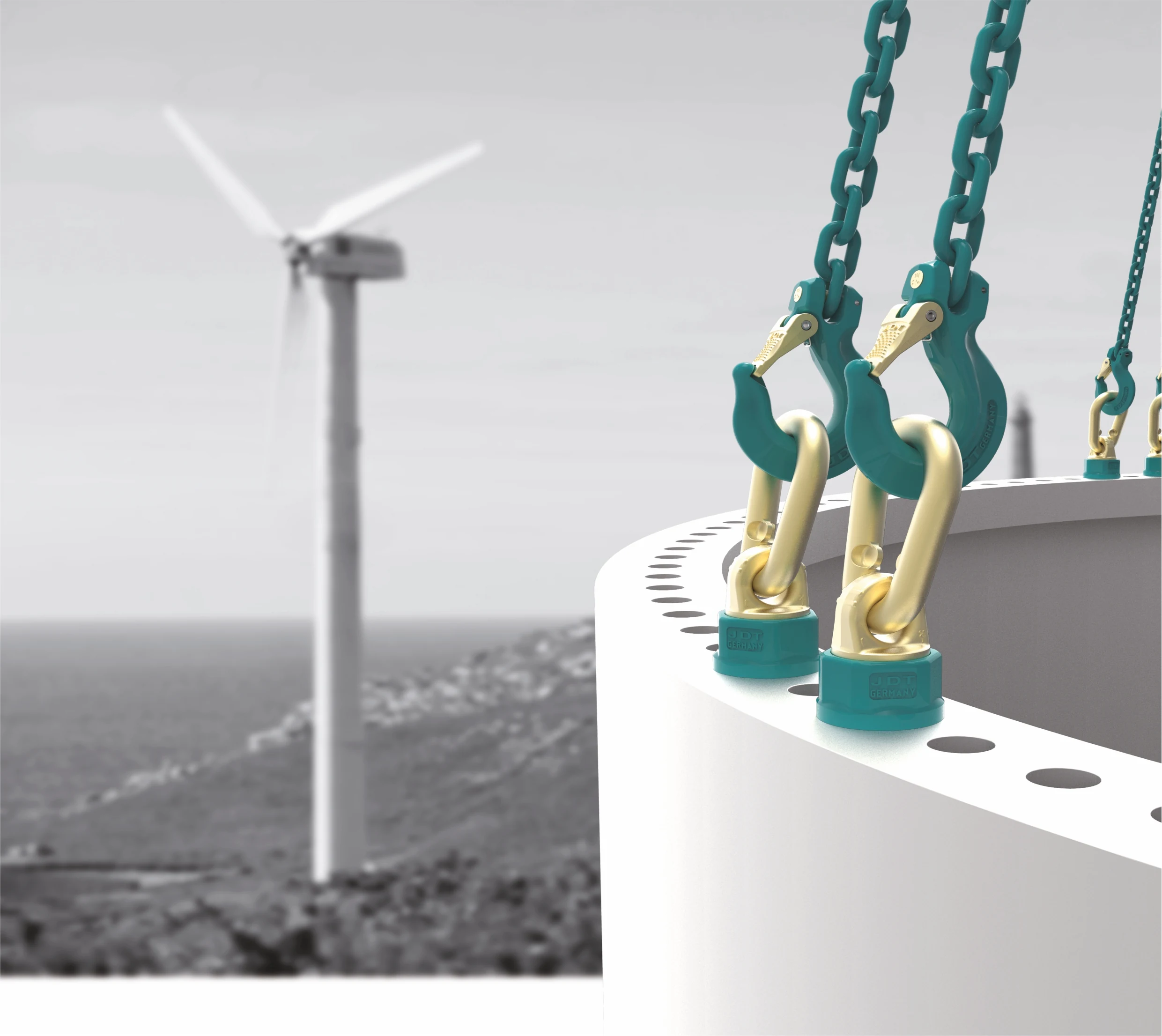 Anneaux spéciaux pour le levage des mâts éoliens
