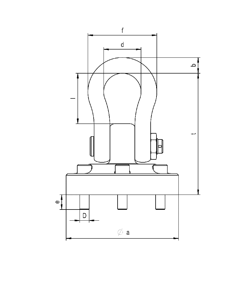 Vue complémentaire du MEGA Lifting Point MLP avec repérage des cotes